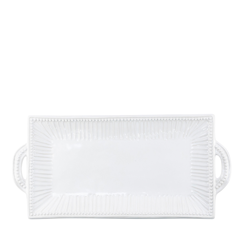 Vietri Incantostripe Rectangular Handled Platter In White