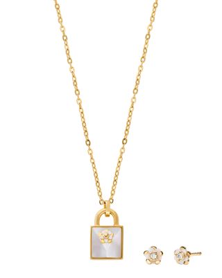 michael kors padlock necklace rose gold