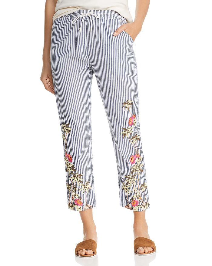 Scotch & Soda Embroidered Striped Cropped Pants In Combo E | ModeSens