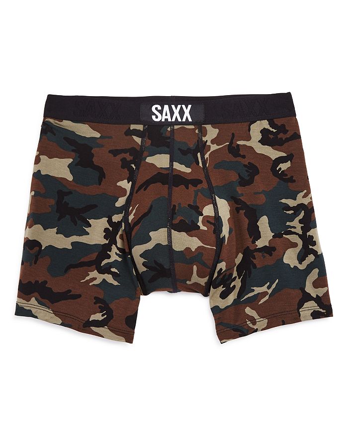 Shop Saxx Vibe Camouflage Print Boxer Briefs In Woodland