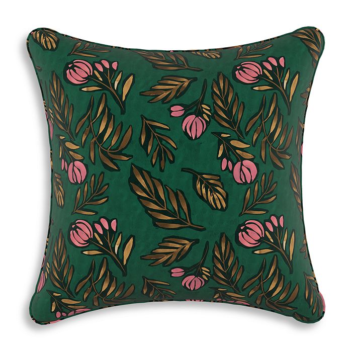 Sparrow & Wren Debris Floral Emerald Down Pillow, 20 X 20