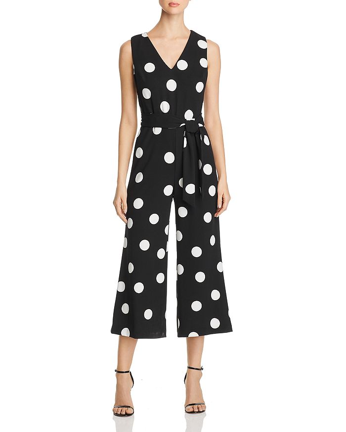 KARL LAGERFELD Paris Sleeveless Polka-Dot Cropped Jumpsuit | Bloomingdale's