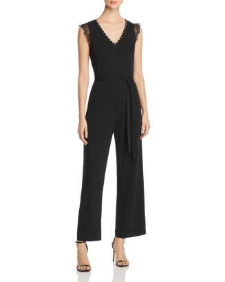 KARL LAGERFELD Paris Lace-Trim Jumpsuit | Bloomingdale's