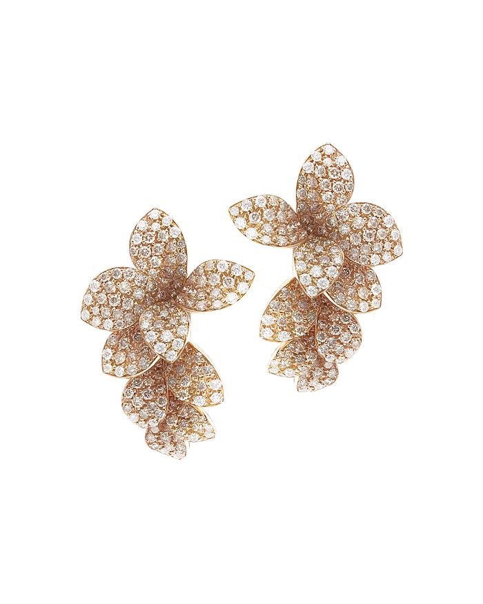 PASQUALE BRUNI 18K ROSE GOLD STELLE IN FIORE WHITE & CHAMPAGNE DIAMOND DROP EARRINGS,15819R