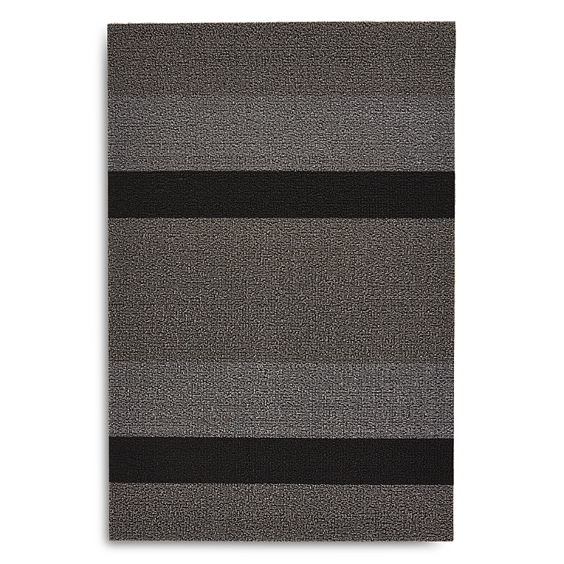 Chilewich Bold Stripe Shag Doormat, 18 X 28 In Silver/black