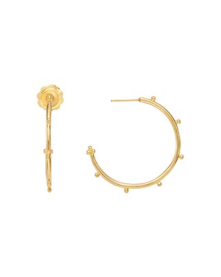 Temple St. Clair - 18K Yellow Gold Medium Granulated Hoop Earrings