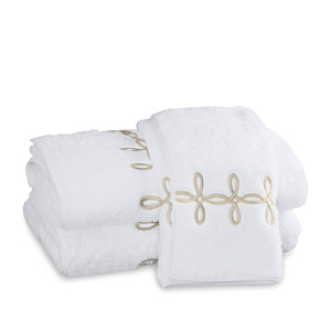 Matouk Gordian Knot Milagro Washcloth - 100% Exclusive In White/sand Tan