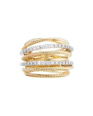 david yurman crossover wide ring with diamonds