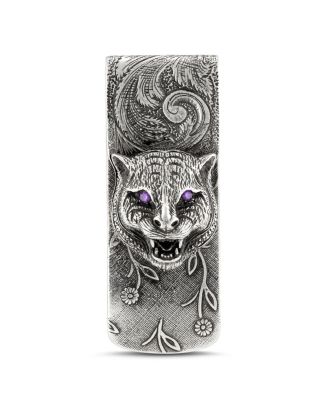 小物 GUCCI Tiger SILVER MONEY CLIP ag925 Authentic GUCCI Money Clip Silver SV925 Tiger Bill Crip Cat