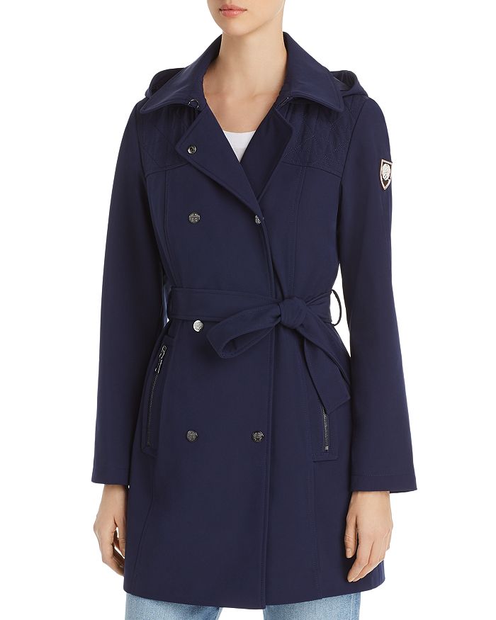 Vince Camuto Double-breasted Snap Front Trench Coat In Navy