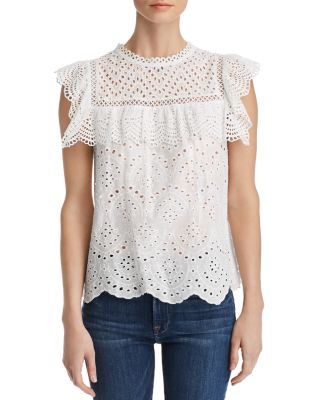 aqua ruffled lace top