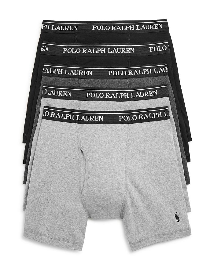 Shop Polo Ralph Lauren Classic Fit Boxer Briefs - Pack Of 5 In Gray/black