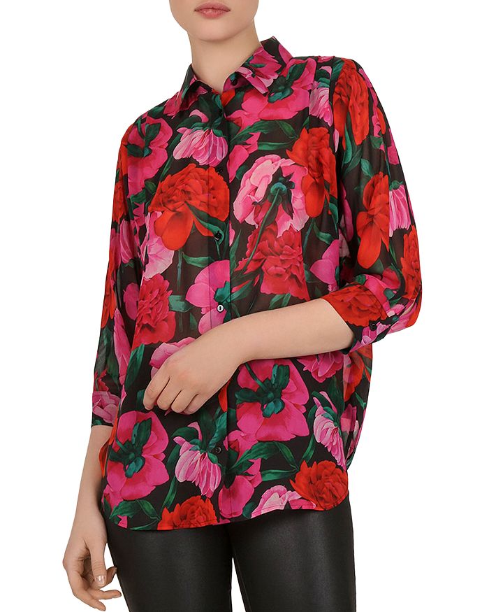 The Kooples Dolce Vita Floral Print Silk Shirt Bloomingdale s