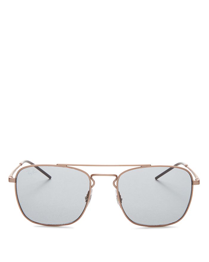 Ray Ban Ray-ban Unisex Brow Bar Square Sunglasses, 55mm In Copper/orange Gray