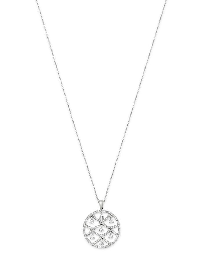 Bloomingdale's Diamond Art Deco Medallion Necklace in 14K White Gold, 1 ...