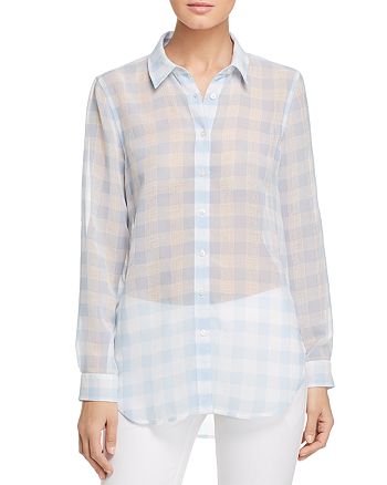 Calvin Klein Semi-Sheer Gingham Shirt | Bloomingdale's
