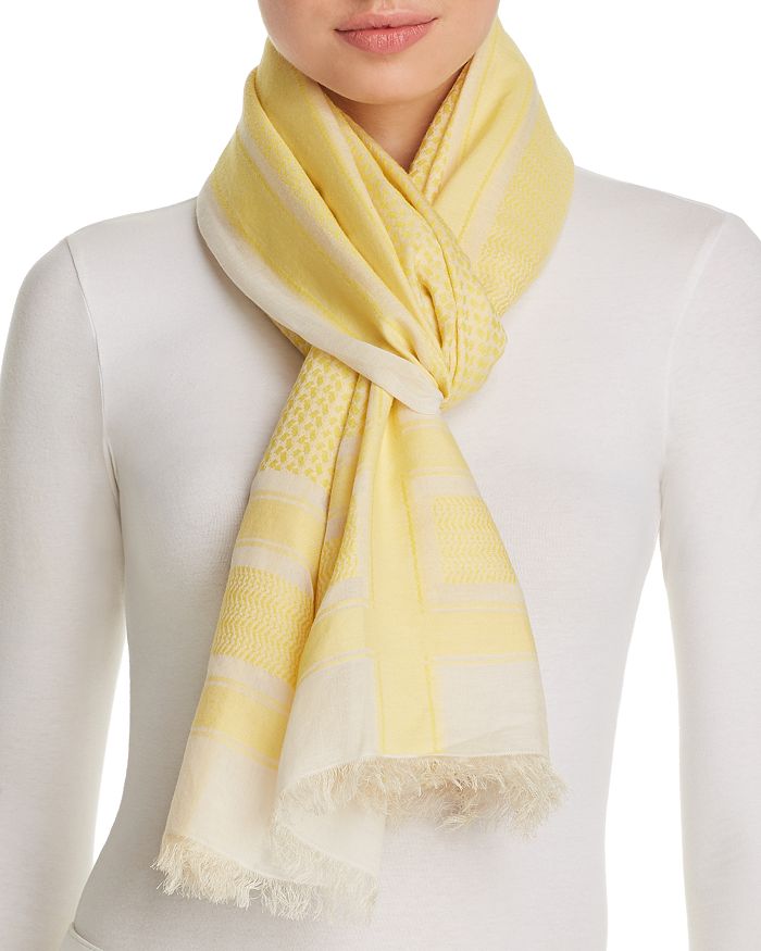 Abstract Geometric Scarf In Yellow
