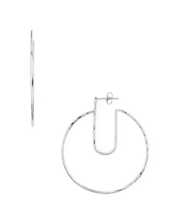 ARGENTO VIVO HAMMERED CUT-OUT HOOP EARRINGS IN 14K GOLD-PLATED STERLING SILVER OR STERLING SILVER,116152