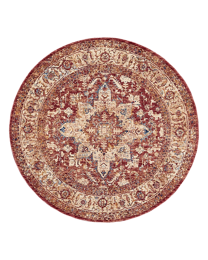 Kenneth Mink Taza Heriz Round Rug, 5' X 5' In Red