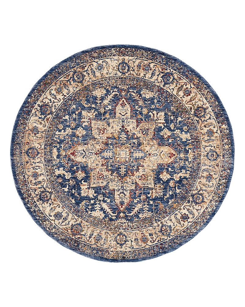 Kenneth Mink Taza Heriz Round Rug, 5' X 5' In Dark Blue