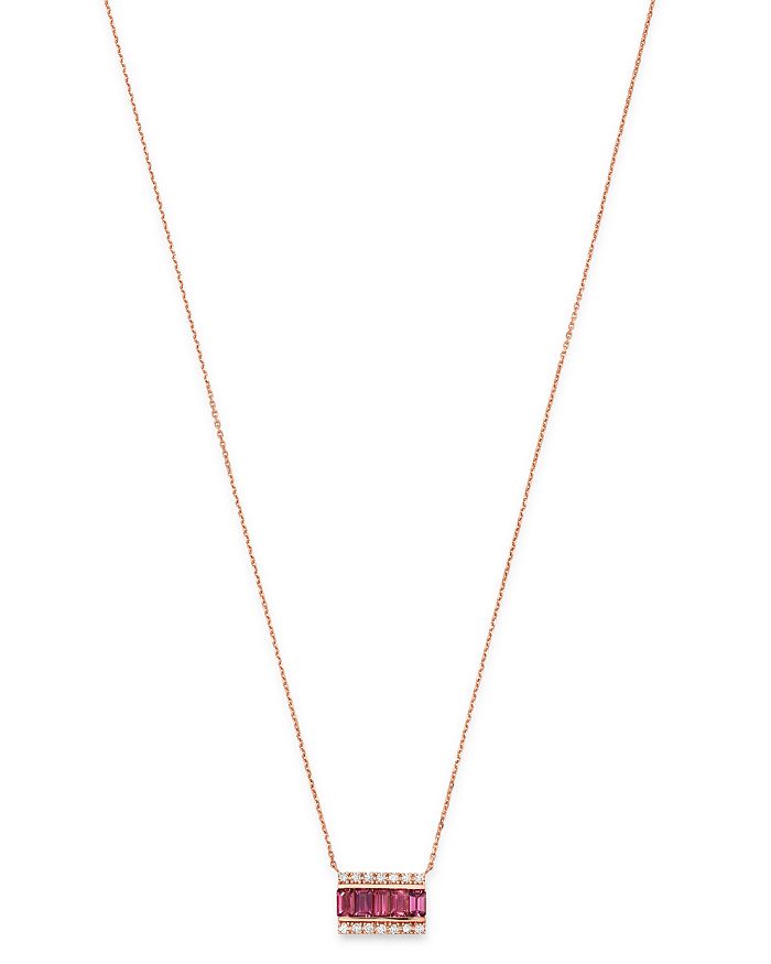 Bloomingdale's Pink Tourmaline & Diamond Bar Necklace In 14k Rose Gold
