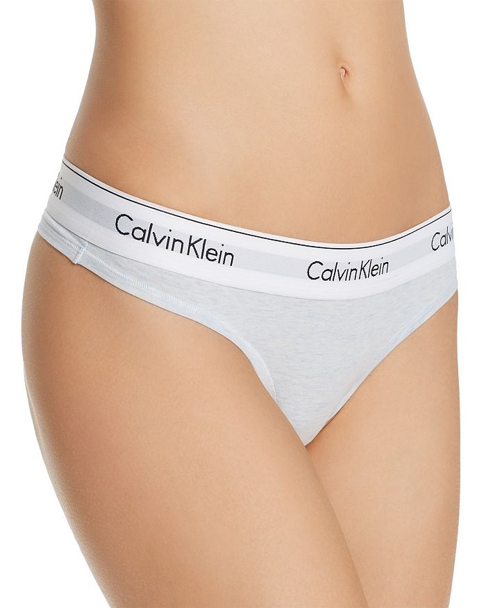 Calvin Klein Modern Cotton Thong In Wedgewood Heather