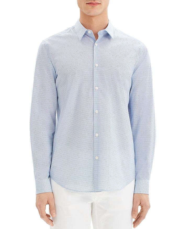 THEORY IRVING MAST DOTTED REGULAR FIT SHIRT,J0474518