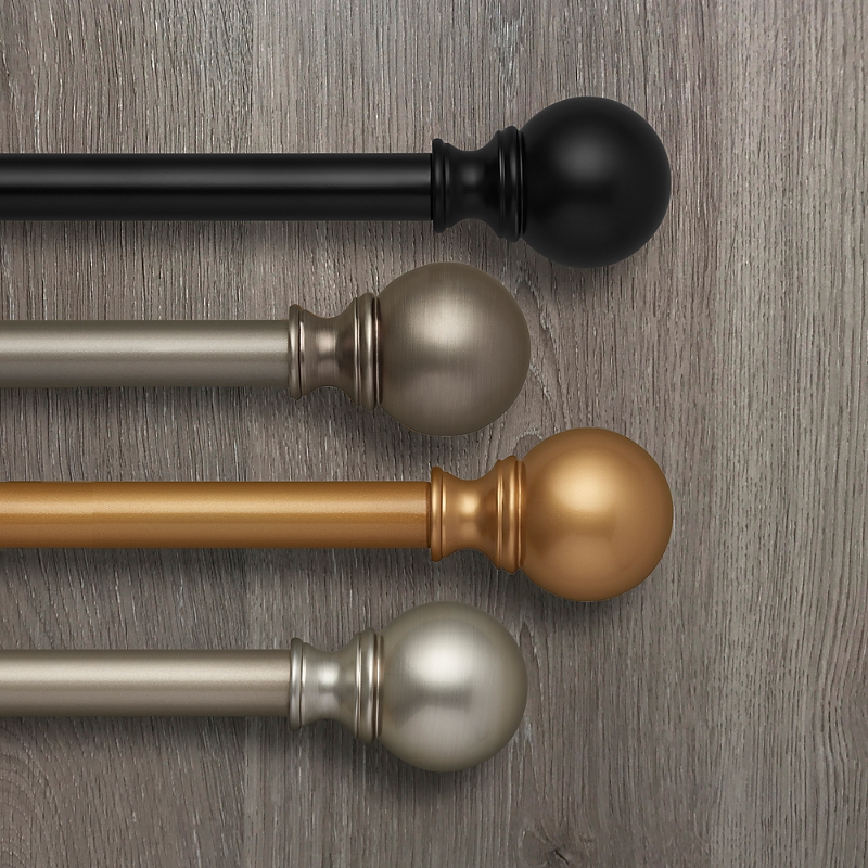 Elrene Home Fashions Cordelia Adjustable Curtain Rod With Ball Finials, 48-86 In Pewter