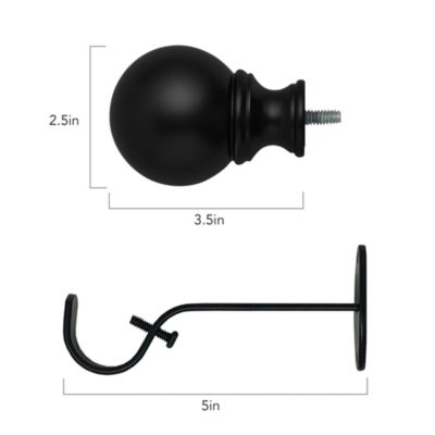 Cordelia Adjustable Curtain Rod with Ball Finials, 86"-120"