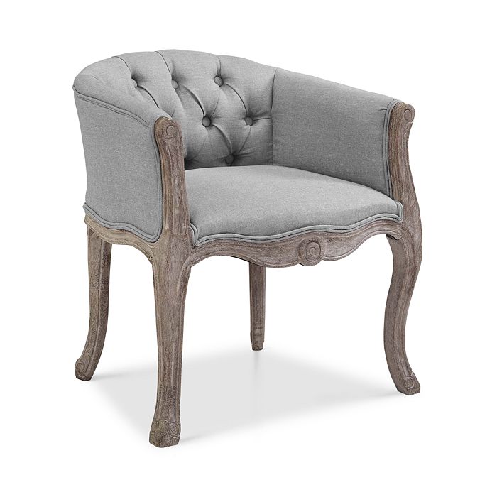Modway Crown Vintage French Upholstered Fabric Dining Armchair In Gray