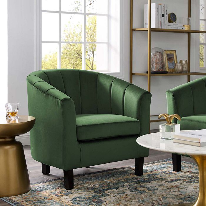 Modway Prospect Channel Tufted Upholstered Velvet Armchair In Navy