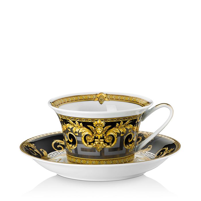 Shop Versace Prestige Gala Tea Cup & Saucer In Gray