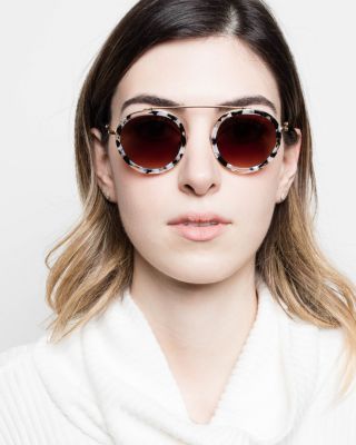 KREWE rare Original Conti  Round Tortoiseshell Frame Sunglasses with Dark Lenses Krewe // Conti Circular Sunglasses – VSP Consignment main image 3