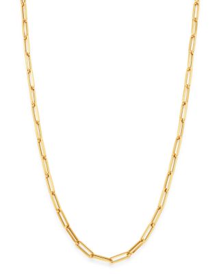 18K Yellow Gold Long Link Chain Necklace, 33"