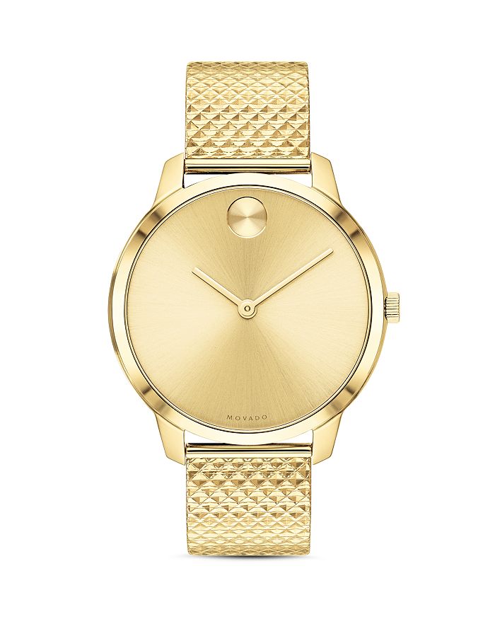 Movado Bold Mesh Strap Watch, 42mm In Gold/gold