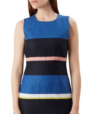 knee length dresses for ladies HOBBS DARK BLUE LINEN TIE FRONT CAP SLEEVE DRESS SIZE 12  Whispers Dress  Agency