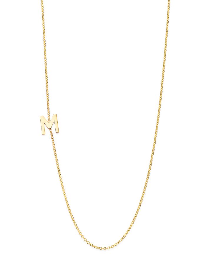 Shop Zoe Lev 14k Yellow Gold Asymmetrical Initial Pendant Necklace, 18l In M/gold