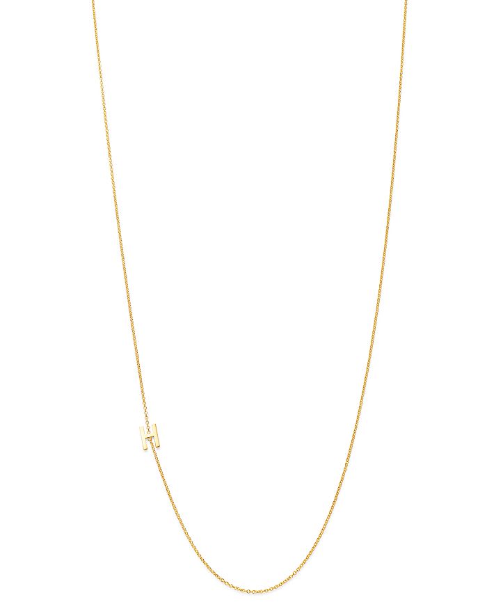 Zoe Lev 14k Yellow Gold Asymmetrical Initial Pendant Necklace, 18l In H/gold