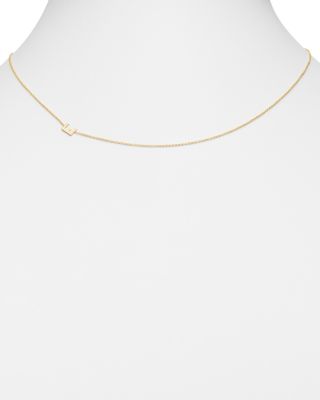 14K Yellow Gold Asymmetrical Initial Pendant Necklace, 18"L