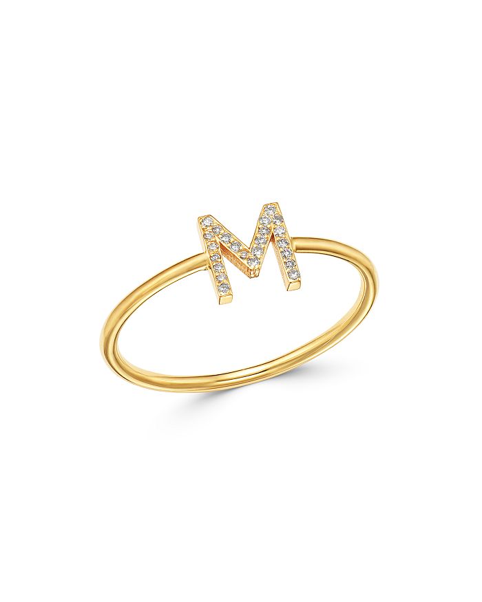 Zoe Lev 14k Yellow Gold Initial Diamond Ring In M/gold