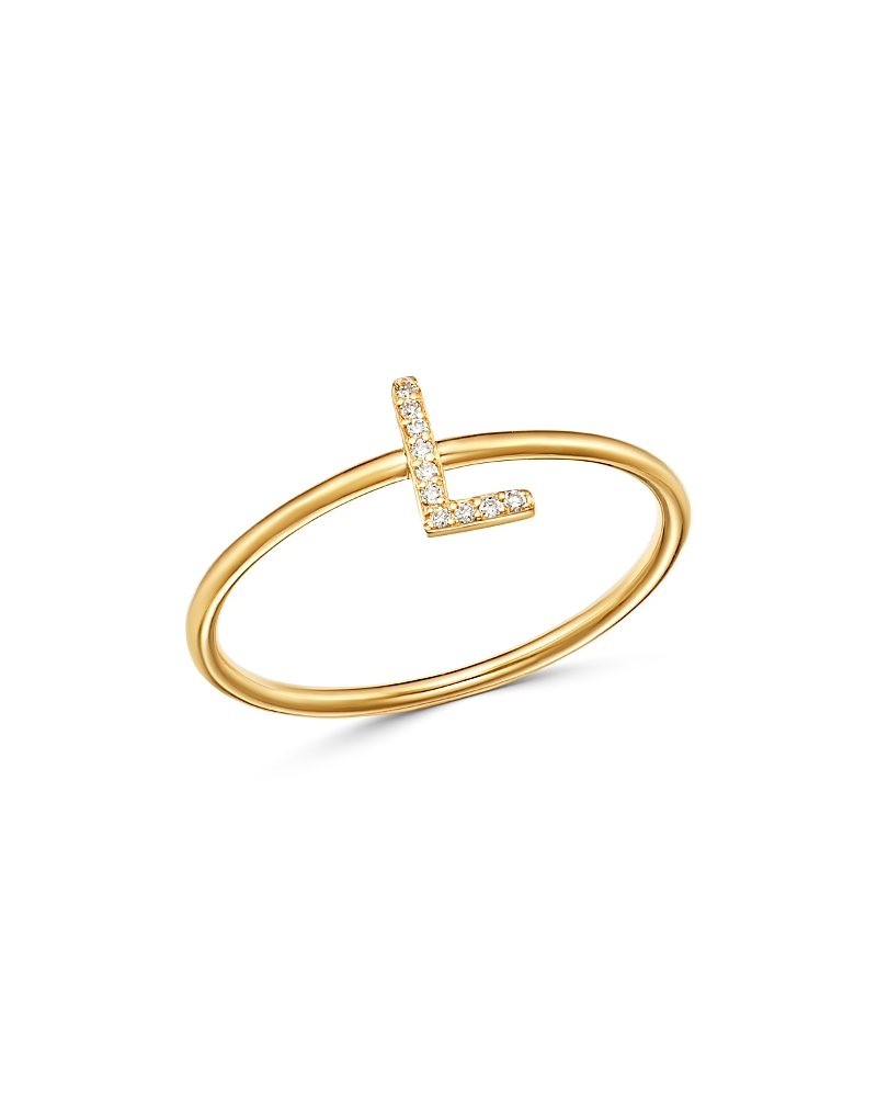 Zoe Lev 14k Yellow Gold Initial Diamond Ring In L/gold