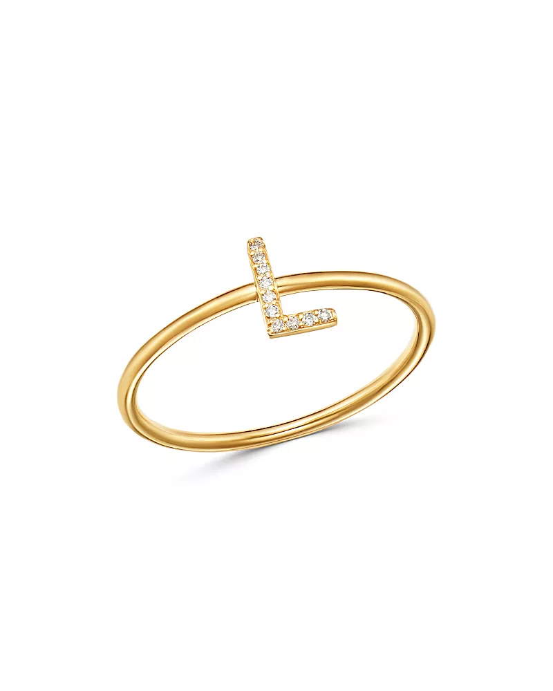 Zoe Lev 14K Yellow Gold Initial Diamond Ring