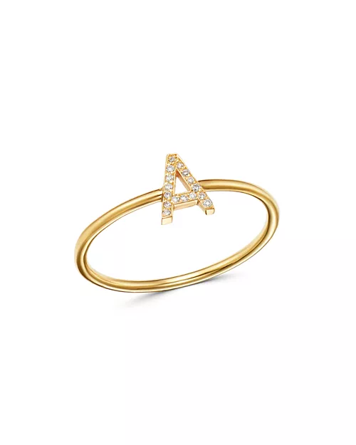 Gold Initial Diamond Ring