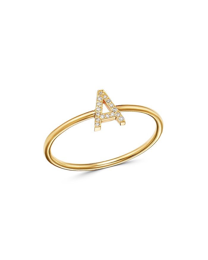 Zoe Lev 14k Yellow Gold Initial Diamond Ring In A/gold