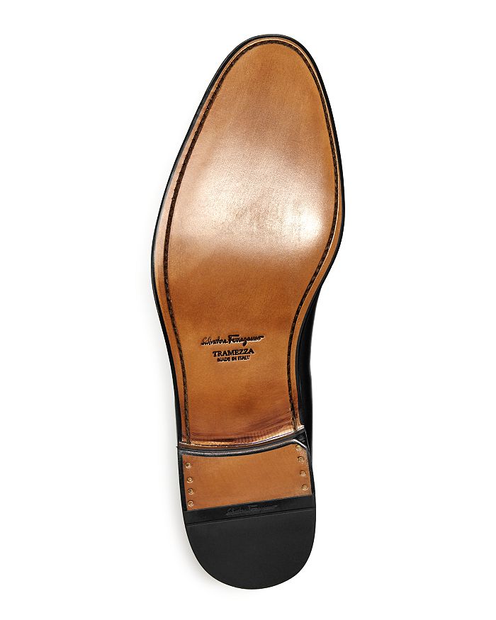 Shop Ferragamo Men's Angiolo Leather Plain Toe Oxfords - Regular In Nero