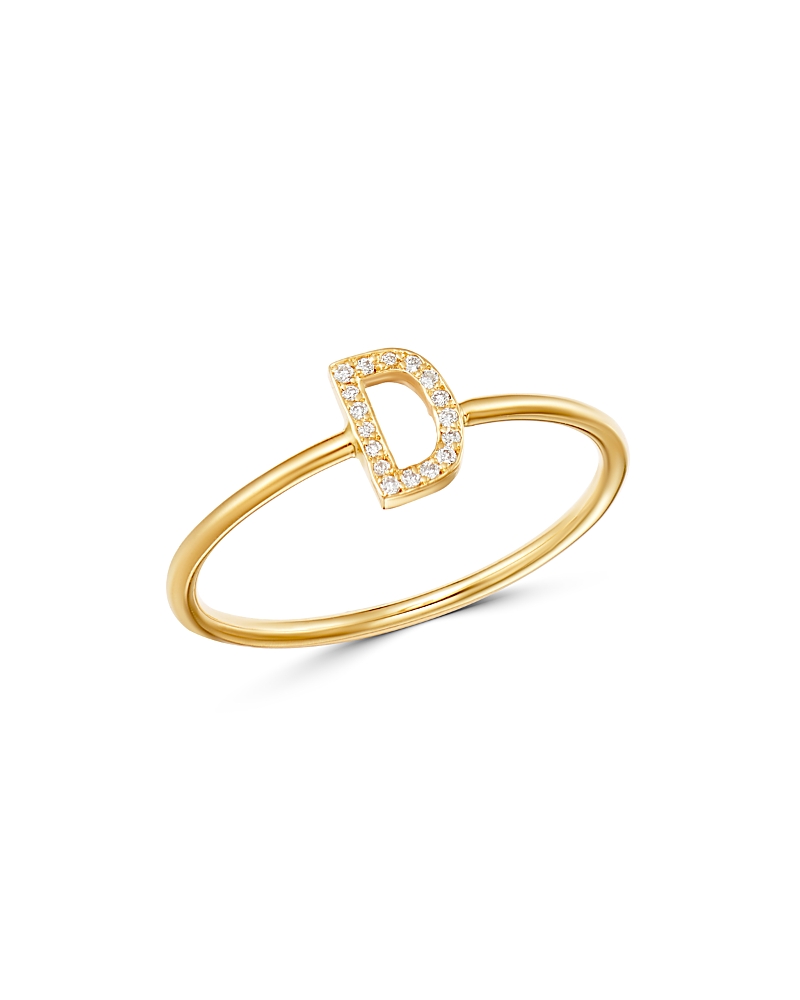 Zoe Lev 14k Yellow Gold Initial Diamond Ring In D/gold
