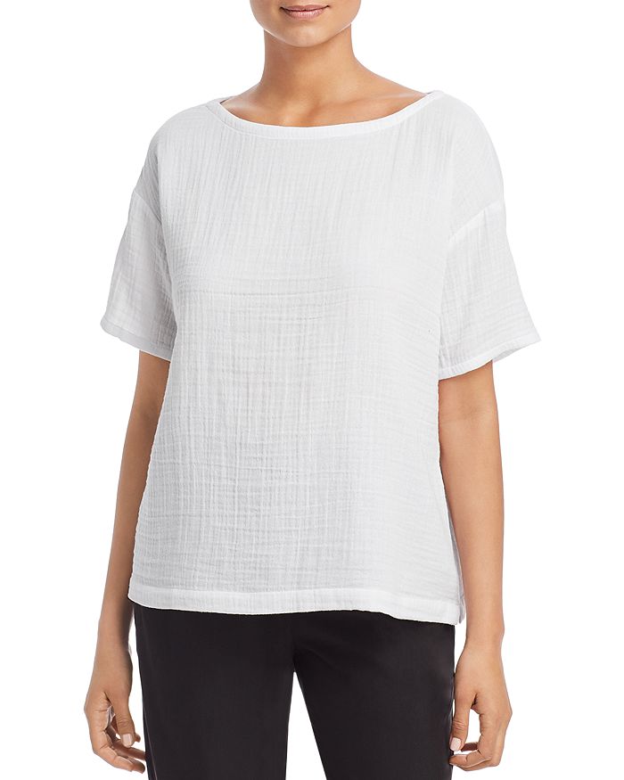 EILEEN FISHER SHORT-SLEEVE TOP,S9GBA-T4969M