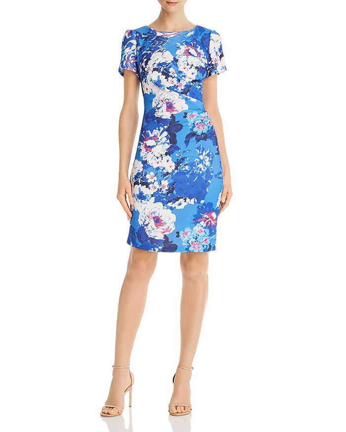 Adrianna Papell Floral Sheath Dress In Blue Multi