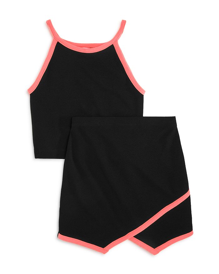 Aqua Girls Neon Trim Crop Top And Skirt Big Kid 100 Exclusive