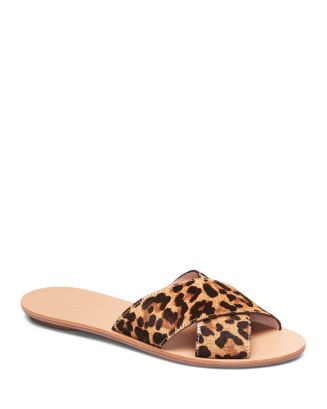 Loeffler Randall Women's Claudie Leopard Print Calf Hair Slide Sandals ...